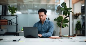 Man, laptop and typing report at startup, documents and project management at media company. Person, computer and review for web traffic, feedback and perspective with insight at creative agency - Powered by Shutterstock - Get 15% off with code: PIKWIZARD15