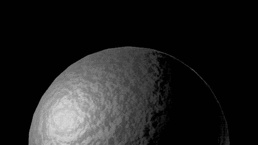 Rotating Pixel Art Planet Loop. 8-Bit Dithering Animation for Game Menu.