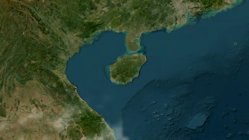 Map of Hainan Island Province in China Seen from Above