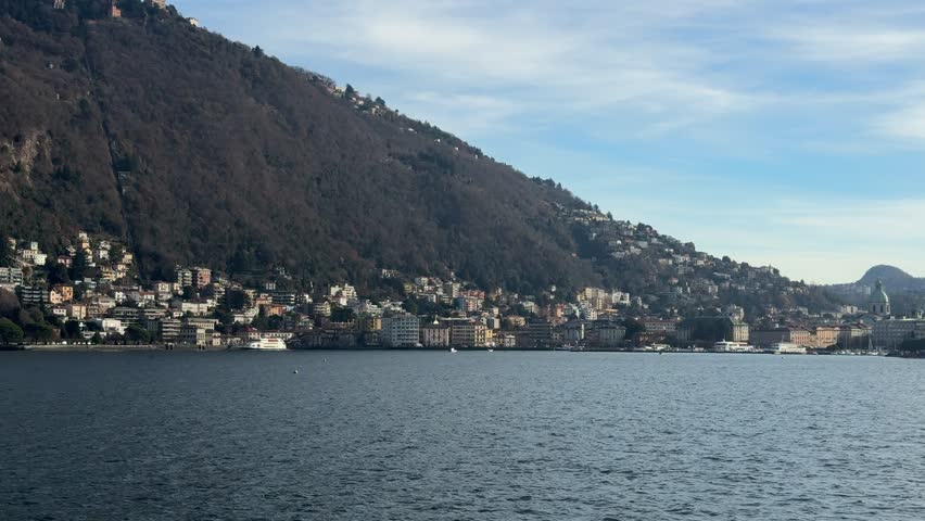 water and mountains on the lake of como in italy