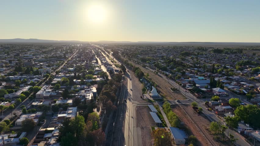 Aerial view of the city of "Cutral Co" in the province of Neuquén, Argentina.