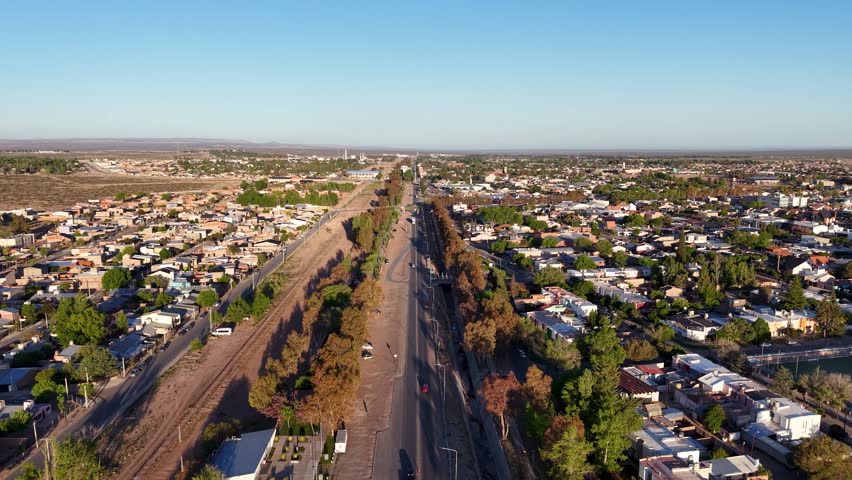 Aerial view of the city of "Cutral Co" in the province of Neuquén, Argentina.