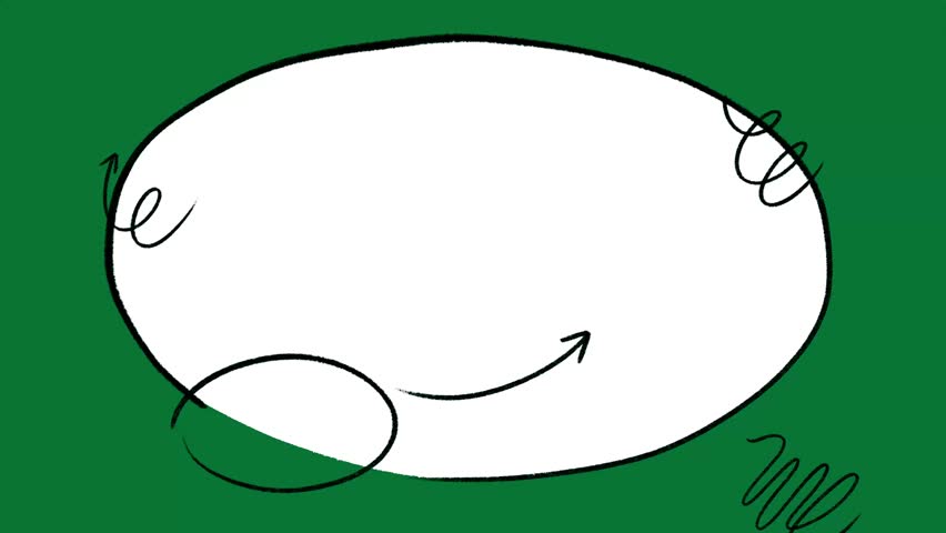 Hand Drawn White Rounded Text Box | Simple Doodle Style Title Frame on Green Screen