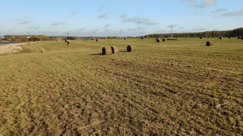 Drone Flying Low across Harvested Farmland