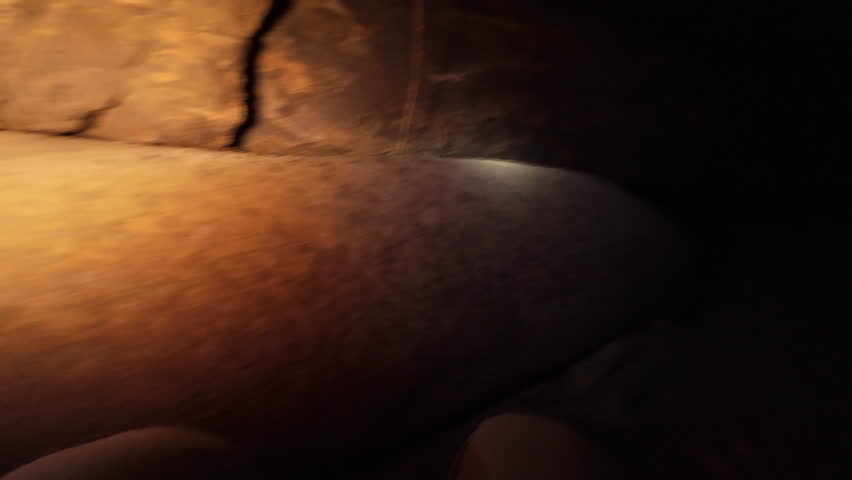 Hummingbird Tunnel Cave Climbing Down Narrow Slope - Action Camera Simi Valley California USA