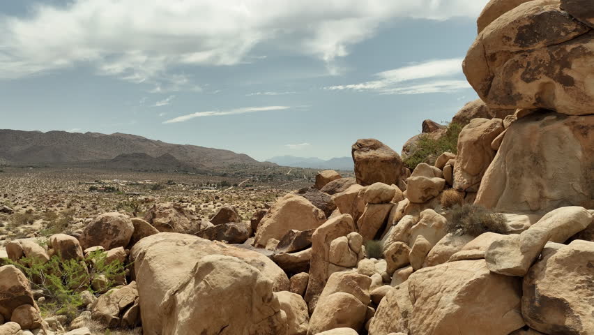 Joshua Tree National Park Sandstone Rock Formation Dolly In California USA