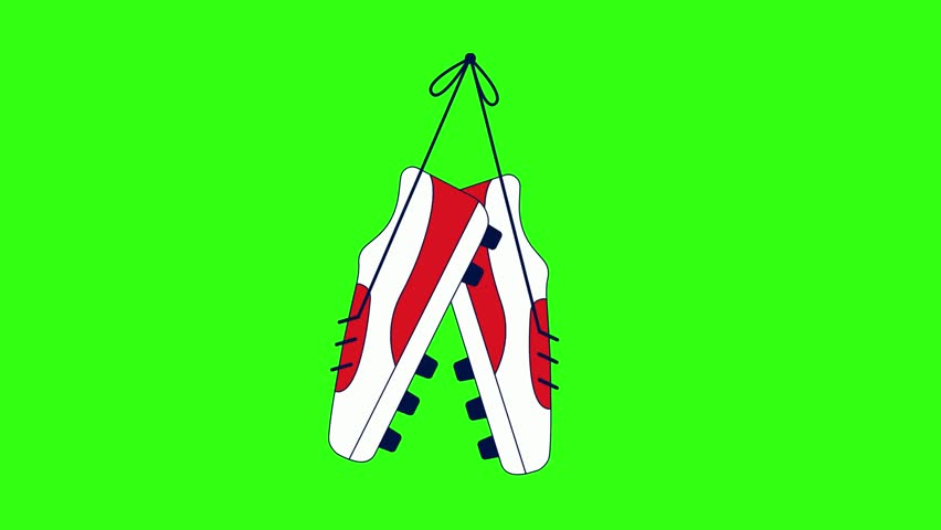 A pair of hanging football shoes animation