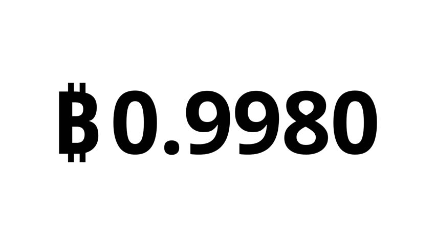 Count-up Bitcoin animation from 0.000 to 1 BTC. White, black, Green Screen background. Crypto Bitcoin numeric display. Animation starts and end gently with ease-in and ease-out transition.