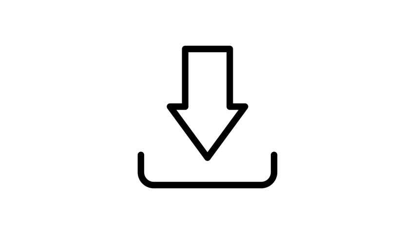 Clean progressive draw on animation of a download symbol in a minimalist outline style. Perfect for displaying data loading or creation processes in explainer videos. High-quality vector motion.