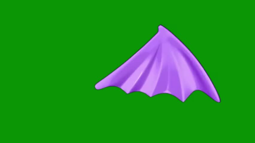 Purple fantasy cape fluttering isolated on green screen. Seamless looping 4k video background
