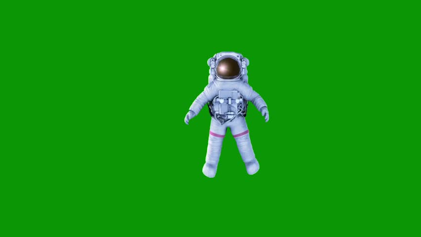 Astronaut character floating gently in space suit isolated on green screen. Seamless looping 4k video background
