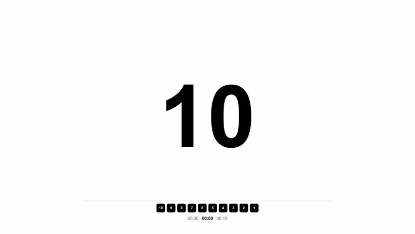 Modern Minimal Countdown Timer Animation | Clean Flip Clock Timer | 10-Second Digital Timer Video.