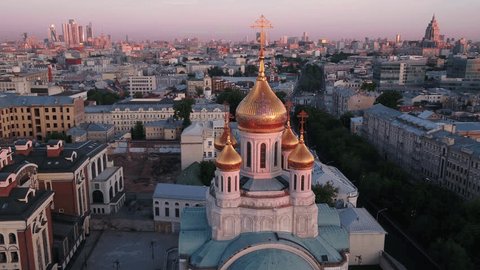 Drone Gliding Past Monastery Retreating