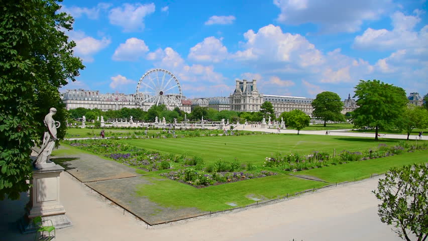 Tuileries garden in Paris on a sunny day
