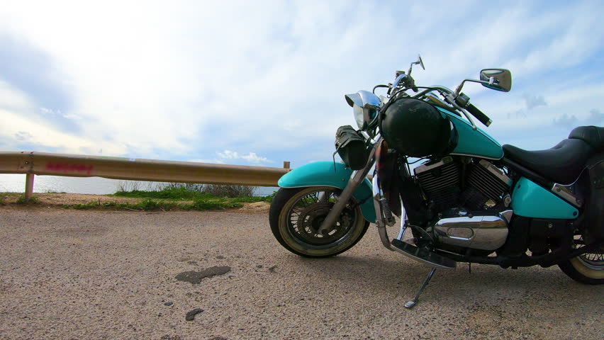 Time Lapse of parked classic motorcycle