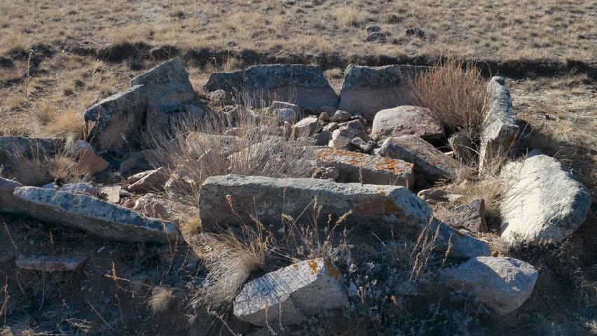 Stone tombstone of nomadic tribes. A nomad