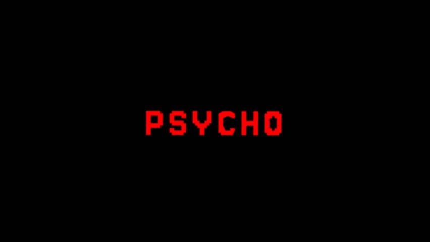 Red PSYCHO text animation on dark background, expressing intense emotion, aggressive mood, and bold visual style for dramatic digital titles.