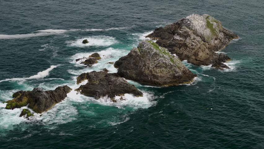Scenic aerial views of Nguthungulli Julian Rocks Nature Reserve in Byron Bay, Nw South wales, Australia