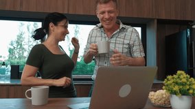 Lovely old marriage couple contact friend or relative through internet network with laptop. Seniors have happy relationship and family. Globalization technology connect far away person. Divergence. - Powered by Shutterstock - Get 15% off with code: PIKWIZARD15