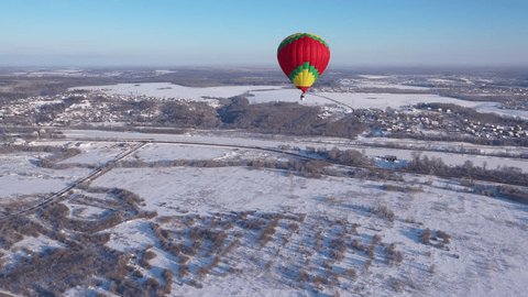 Drone Turning toward Hot Air Balloon over