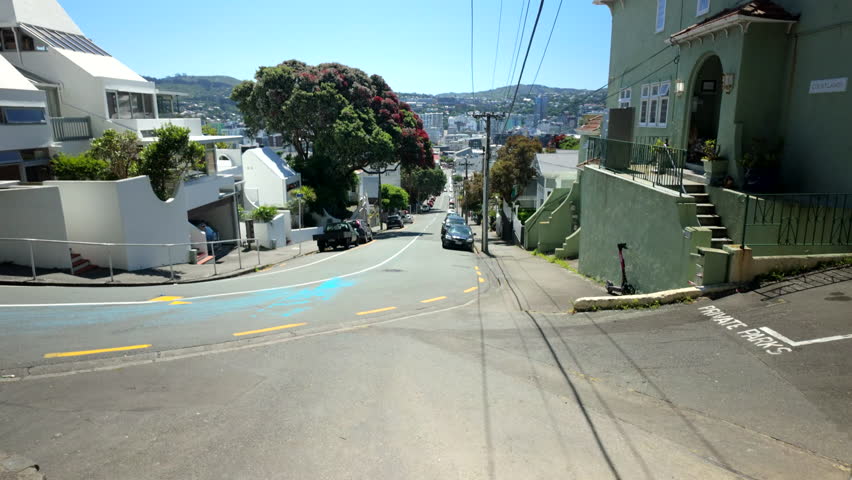 Steep City Street View Wellington New Zealand