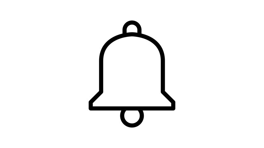 A clean Draw On animation of a minimalist outline notification bell icon. Suitable for openers, explainer videos, or transitions where an icon needs to be progressively revealed. High-quality 4K.