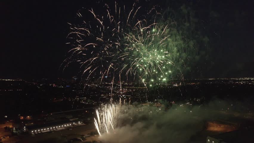 Celebration Beautiful glow bokeh firework cinematic festive title abstract background. New year title intro festival New Year s greeting firework.