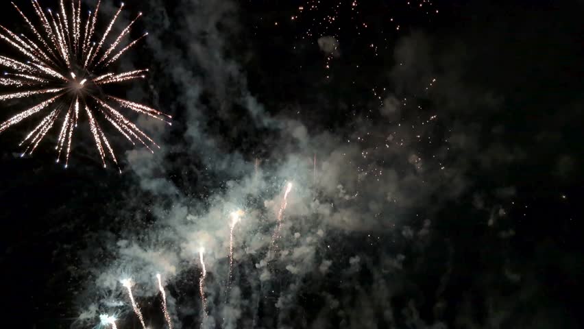 Celebration Beautiful glow bokeh firework cinematic festive title abstract background. New year title intro festival New Year s greeting firework.