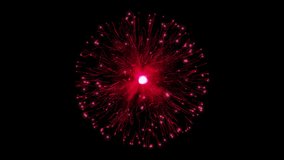 A radiant red burst of light with streaming tendrils and glowing particles radiates from a bright core against a black background, resembling a 3D explosive energy flower. 3D, 4K. - Powered by Shutterstock - Get 15% off with code: PIKWIZARD15