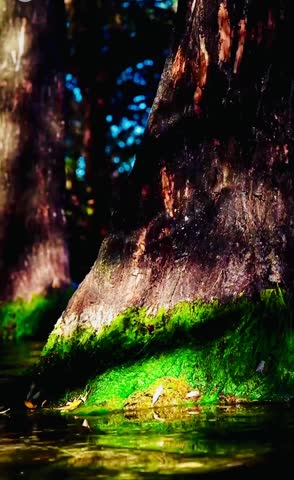 Landscape of Forest Lake of water between trees sunlight reflect on trees  making natural environment for living organisms  and life resources for wildlife 