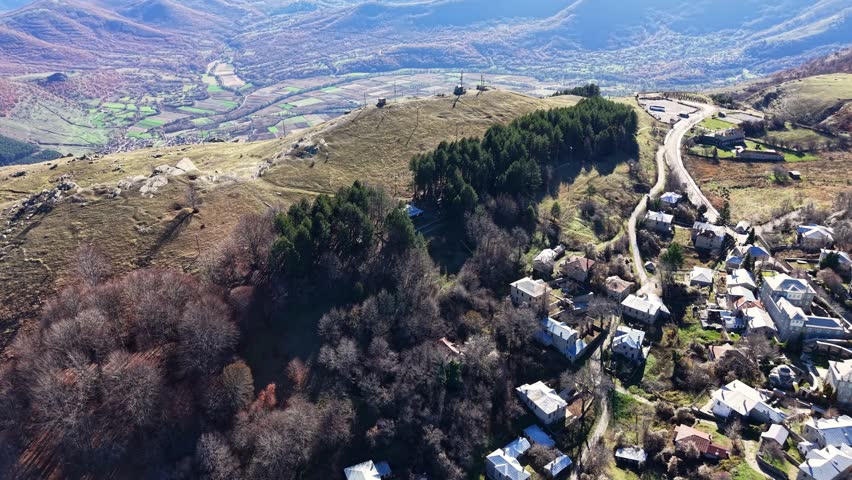 A valley is seen behind Verno mountains in Nymfaio village in northern Greece.