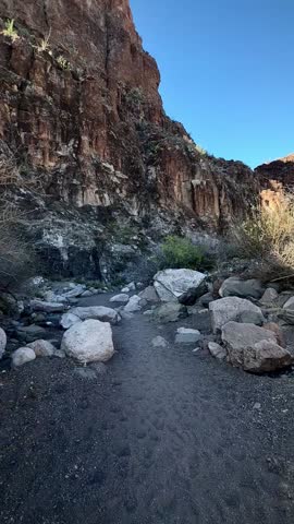 Hiking Along Jagged Cliffs Near Slot Canyon Entrance (Big Bend Ranch State Park, Texas, USA)