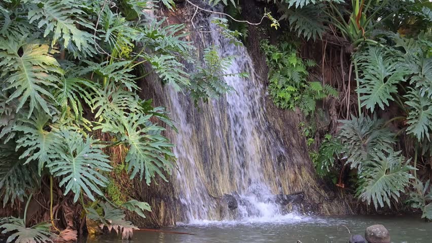 Small waterfall, a beautiful little waterfall, 4k, selective focus.