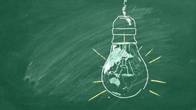 A light bulb with a globe inside, drawn in chalk on a school board. Earth hour concept. Save the world. Save our planet. - Powered by Shutterstock - Get 15% off with code: PIKWIZARD15