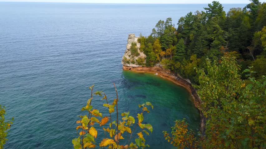 The Miners Castle rock formation overlooking Lake Superior in the Pictured Rocks National Lake Shore in Michigans Upper Peninsula.