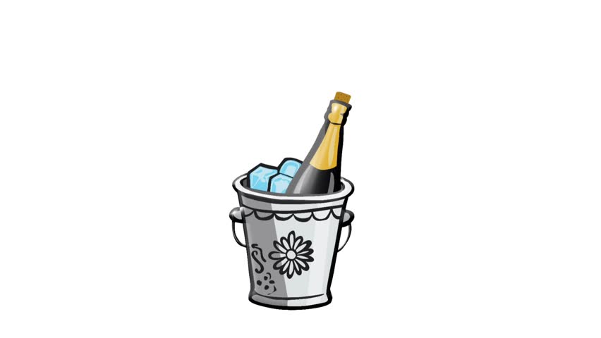 2D Animated ice bucket with champagne for New Year party drink. Ideal for luxury celebrations, promos, festive videos, and nightlife visuals.