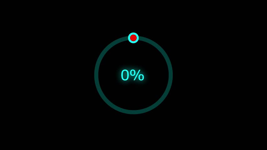 A dynamic cyan color line loading animation, and loading to completed 1 to 43% animation. on a black background. and creating a stunning 4k video.
