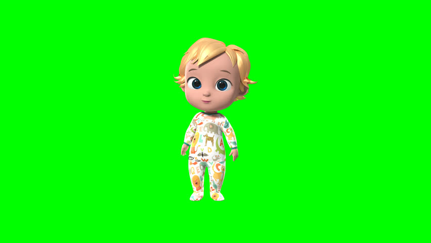 3D Baby Girl Subscribe Call To Action Green Screen Video. Cute baby girl character making subscribe gesture for YouTube, social media, marketing, promotion, content creator overlay.
