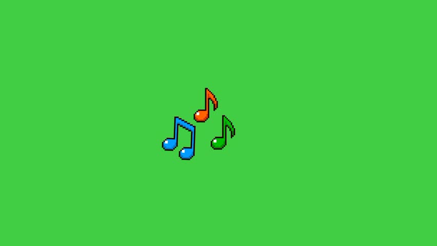 Music notes animation, green background 