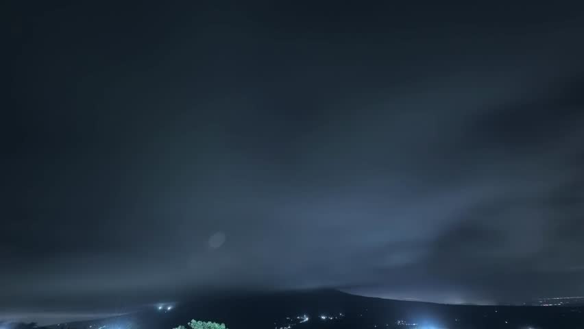 Astrophotography Star Trails Above Mountain Silhouette.