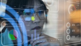 Teenage Girl Using AI Business Analytics Platform, Analyzing Stock Market Data Graphs, Gen Z Business Student Analyzing Complex Data Visualizations Powered by Artificial Intelligence - Powered by Shutterstock - Get 15% off with code: PIKWIZARD15