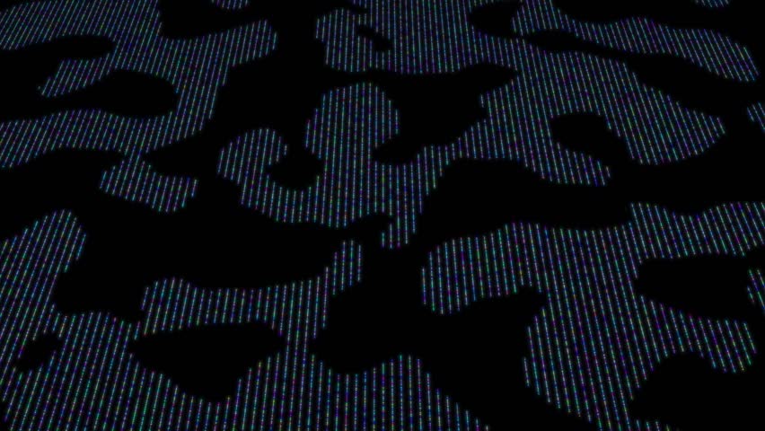 Dynamic Digital Lines And Amorphous Shapes Abstract Background Loop: Futuristic Tech Grid With Moving Colorful Pixels On Black,dynamic Digital Camouflage Grid Background With Glitching Pixel Lines