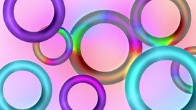 Floating circular multicolour glowing neon 3D torus loop rings on a light gradient background creating vivid visual shapes vibrant abstract elements dynamic motion graphic animations pink purple cyan - Powered by Shutterstock - Get 15% off with code: PIKWIZARD15