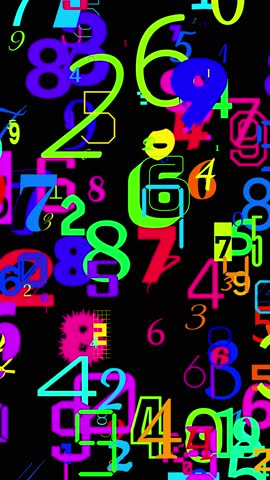 numbers from 0 to 9 appearing and disappearing in VERTICAL Layout on black background. Note All fonts are suitable for commercial purposes.