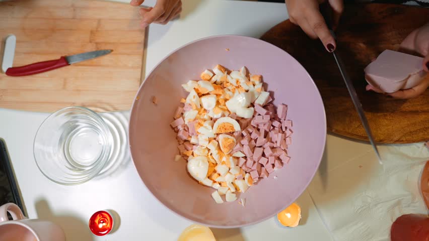 Gathered ingredients for quick lunch preparation on kitchen counter