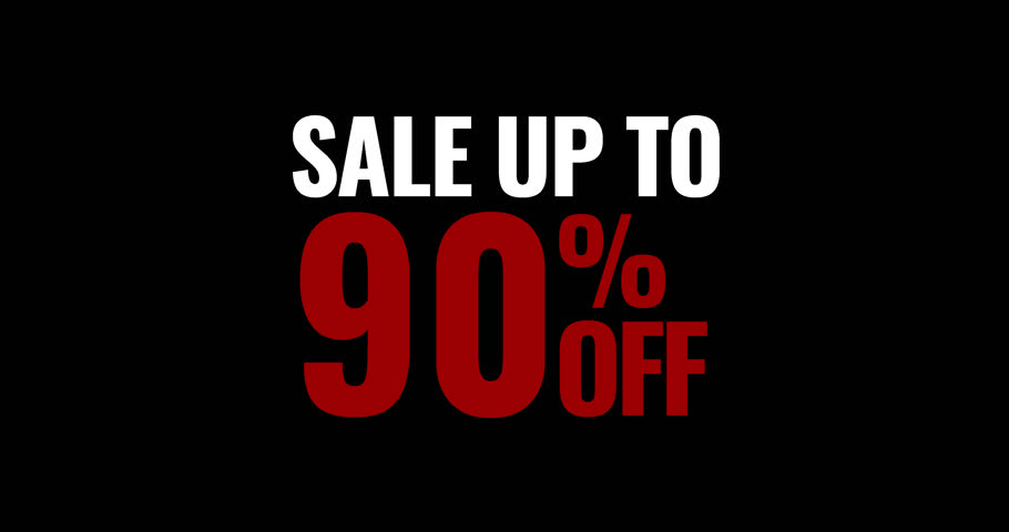 Sale up to 90% Off. Motion Text Sale Up to 90% Off Transparent Background Animation. motion text 4k video with alpha channel