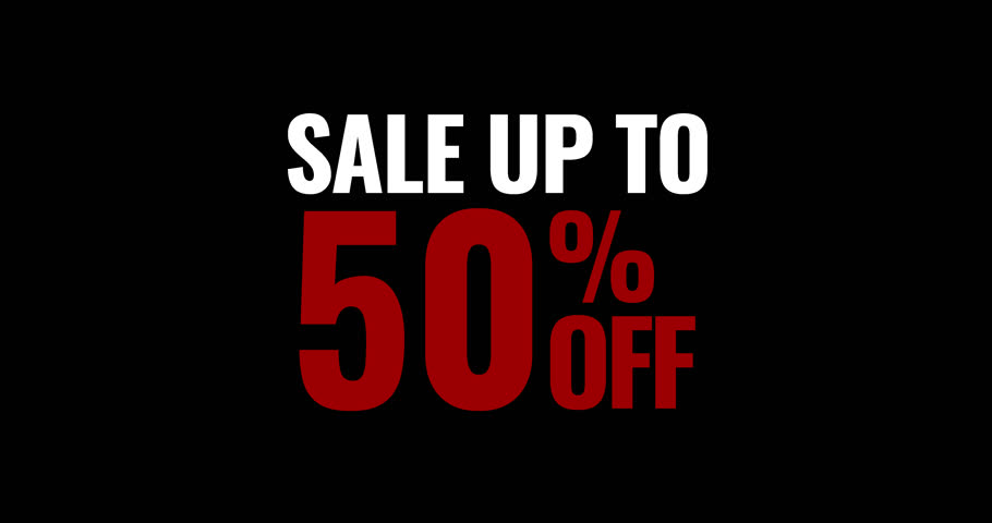 Sale up to 50% Off. Motion Text Sale Up to 50% Off Transparent Background Animation. motion text 4k video with alpha channel