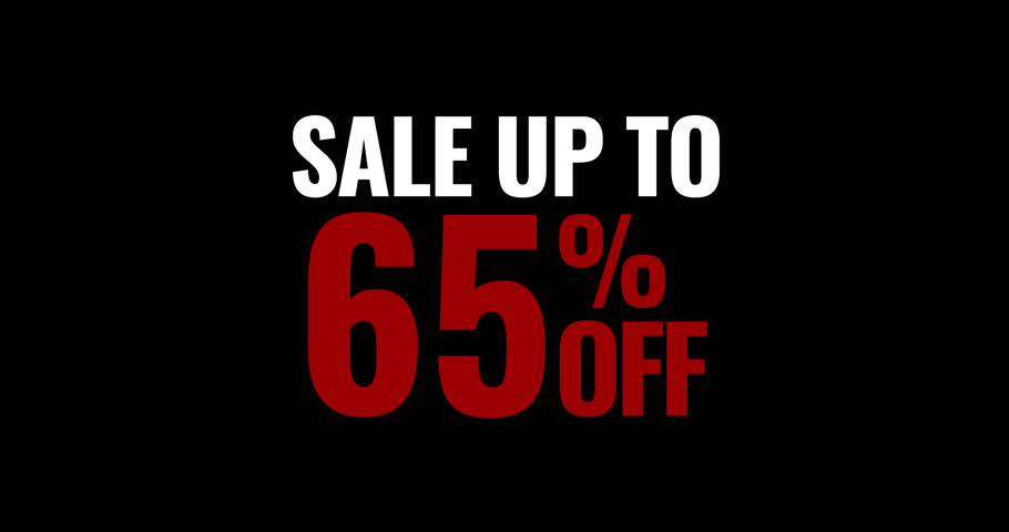 Sale up to 65% Off. Motion Text Sale Up to 65% Off Transparent Background Animation. motion text 4k video with alpha channel
