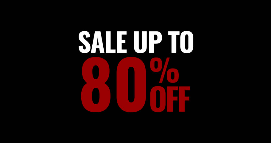 Sale up to 80% Off. Motion Text Sale Up to 80% Off Transparent Background Animation. motion text 4k video with alpha channel