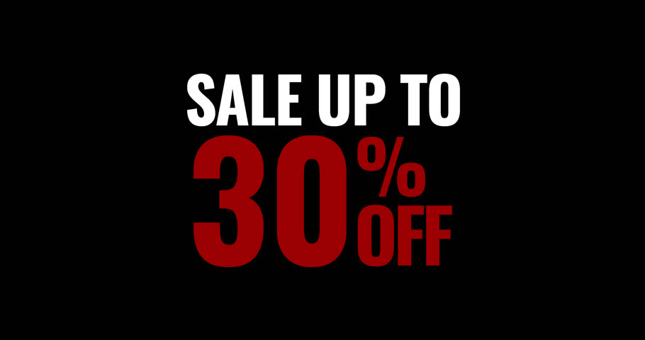 Sale up to 30% Off. Motion Text Sale Up to 30% Off Transparent Background Animation. motion text 4k video with alpha channel
